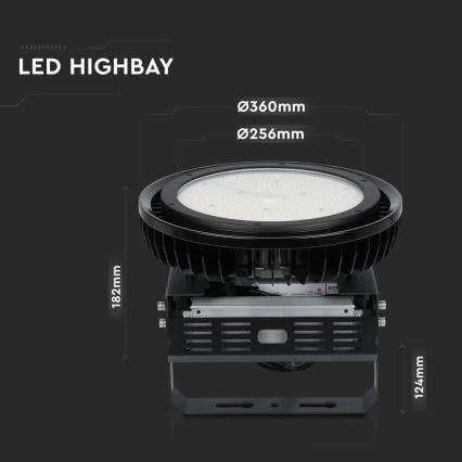 LED Dimmable heavy-duty light High Bay LED/500W/230V 4000K IP65 black