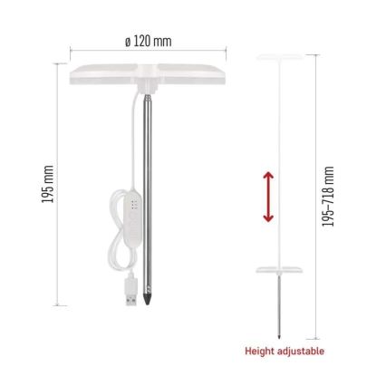 LED Dimmable Indoor Plant Grow Lamp GROW LED/8W/5V