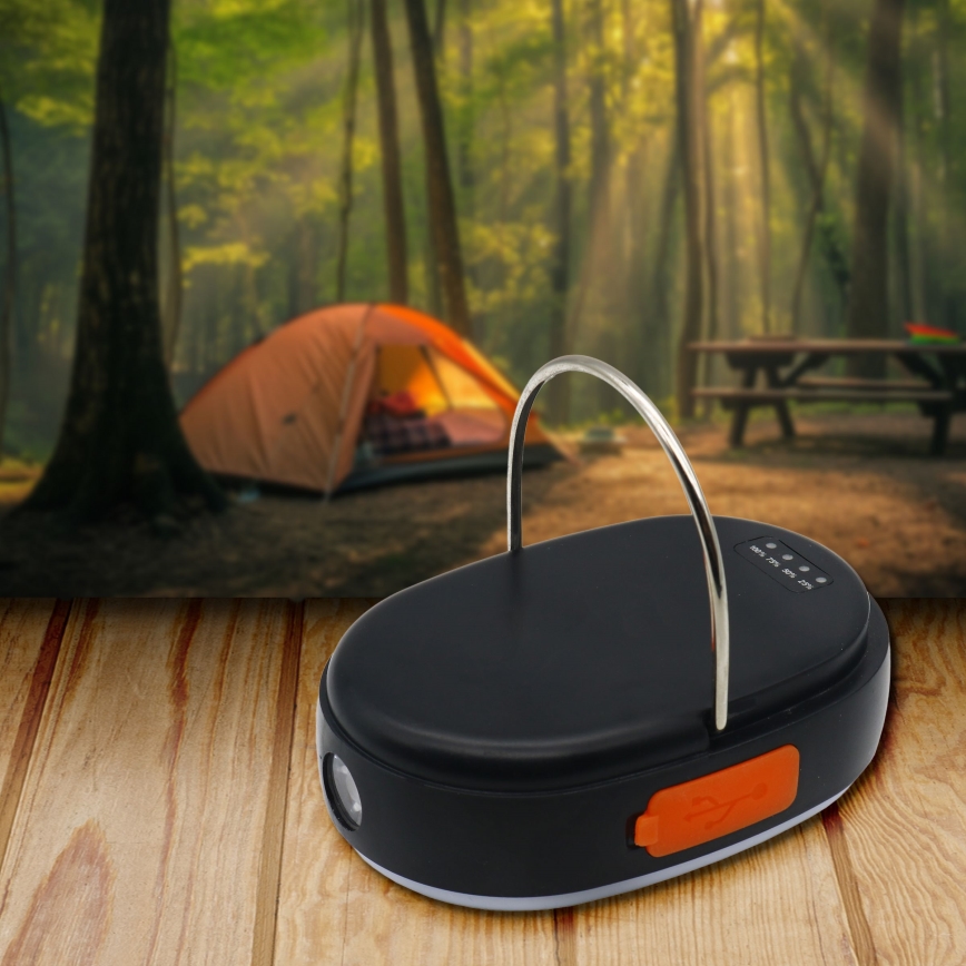 LED Dimmable rechargeable lamp with a power bank function K4 LED/1W/5V 3000-6500K IPX4 4000 mAh black
