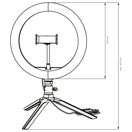 LED Dimmable lamp with tripod and holder for vlogging LED/10W/5V 2700-6500K