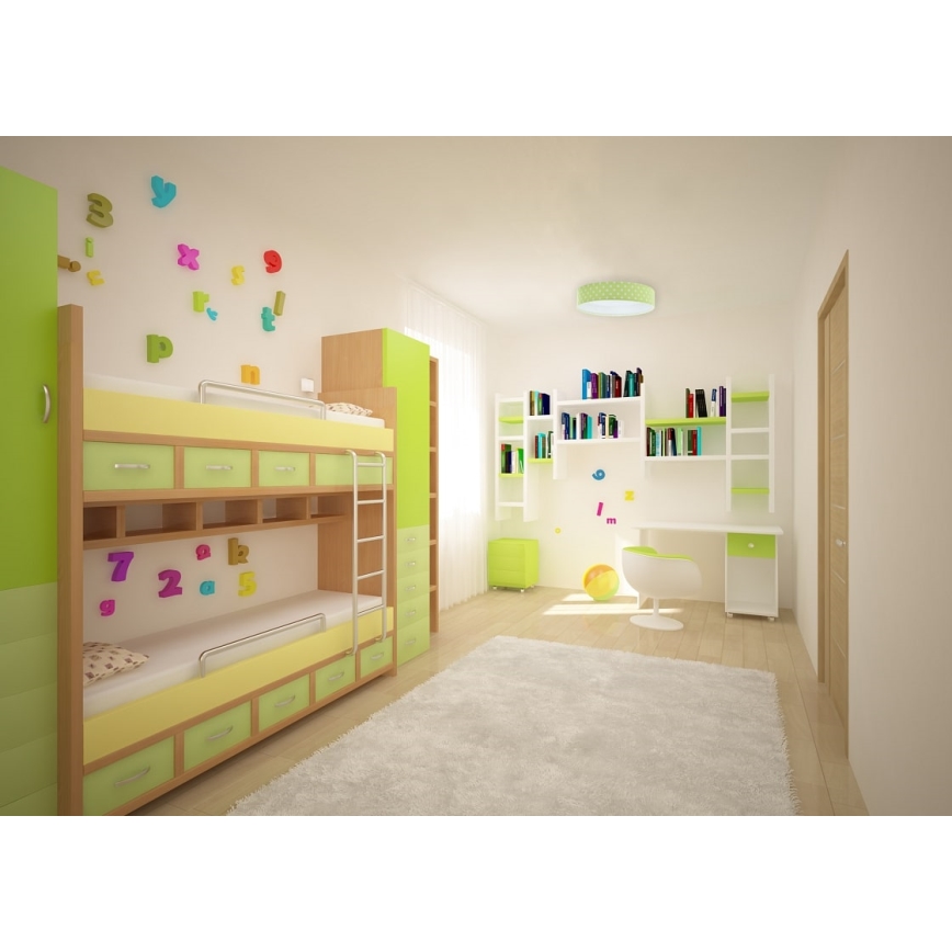 LED Dimmable children's ceiling light SMART GALAXY KIDS LED/24W/230V 3000-6500K dots green/white + remote control