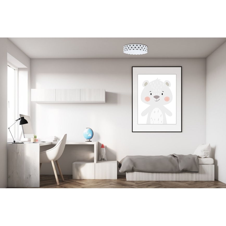 LED Dimmable children's ceiling light SMART GALAXY KIDS LED/24W/230V 3000-6500K dots white/black + remote control