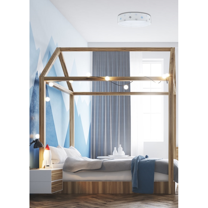 LED Dimmable children's ceiling light SMART GALAXY KIDS LED/24W/230V 3000-6500K stars white/grey/blue + remote control