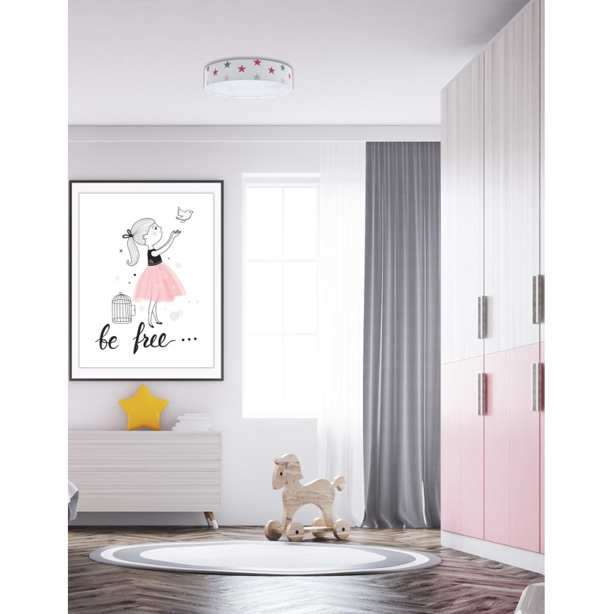 LED Dimmable children's ceiling light SMART GALAXY KIDS LED/24W/230V 3000-6500K stars white/pink/grey + remote control