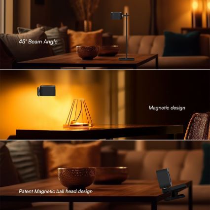 LED Dimmable magnetic rechargeable table lamp 4in1 LED/3W/5V 3000-6000K 1800 mAh black