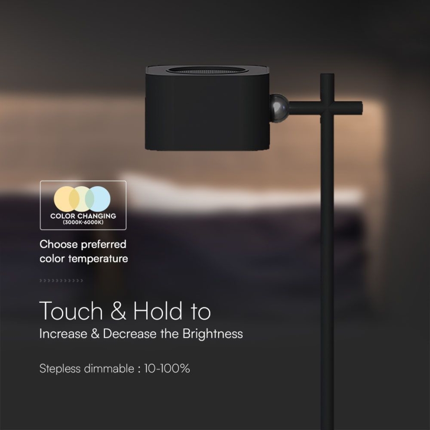 LED Dimmable magnetic rechargeable table lamp 4in1 LED/3W/5V 3000-6000K 1800 mAh black