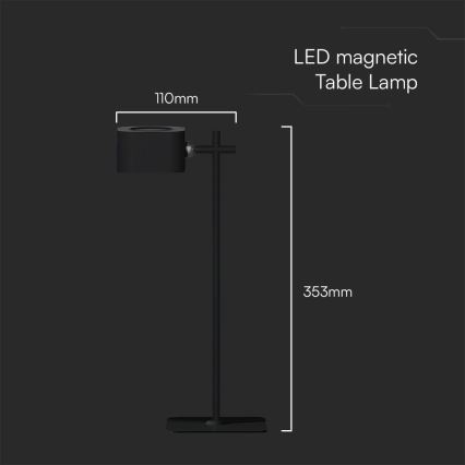 LED Dimmable magnetic rechargeable table lamp 4in1 LED/3W/5V 3000-6000K 1800 mAh black