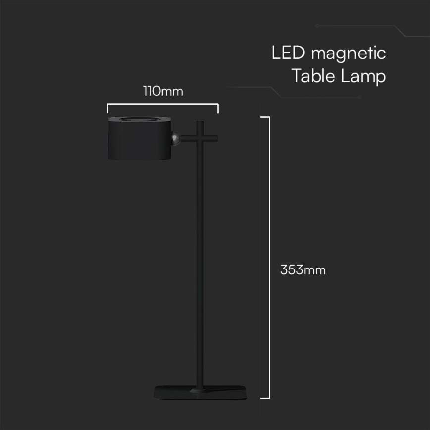 LED Dimmable magnetic rechargeable table lamp 4in1 LED/3W/5V 3000-6000K 1800 mAh black