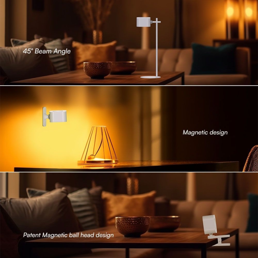 LED Dimmable magnetic rechargeable table lamp 4in1 LED/3W/5V 3000-6000K 1800 mAh white