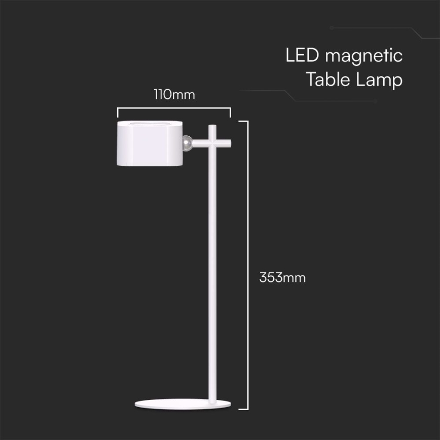 LED Dimmable magnetic rechargeable table lamp 4in1 LED/3W/5V 3000-6000K 1800 mAh white