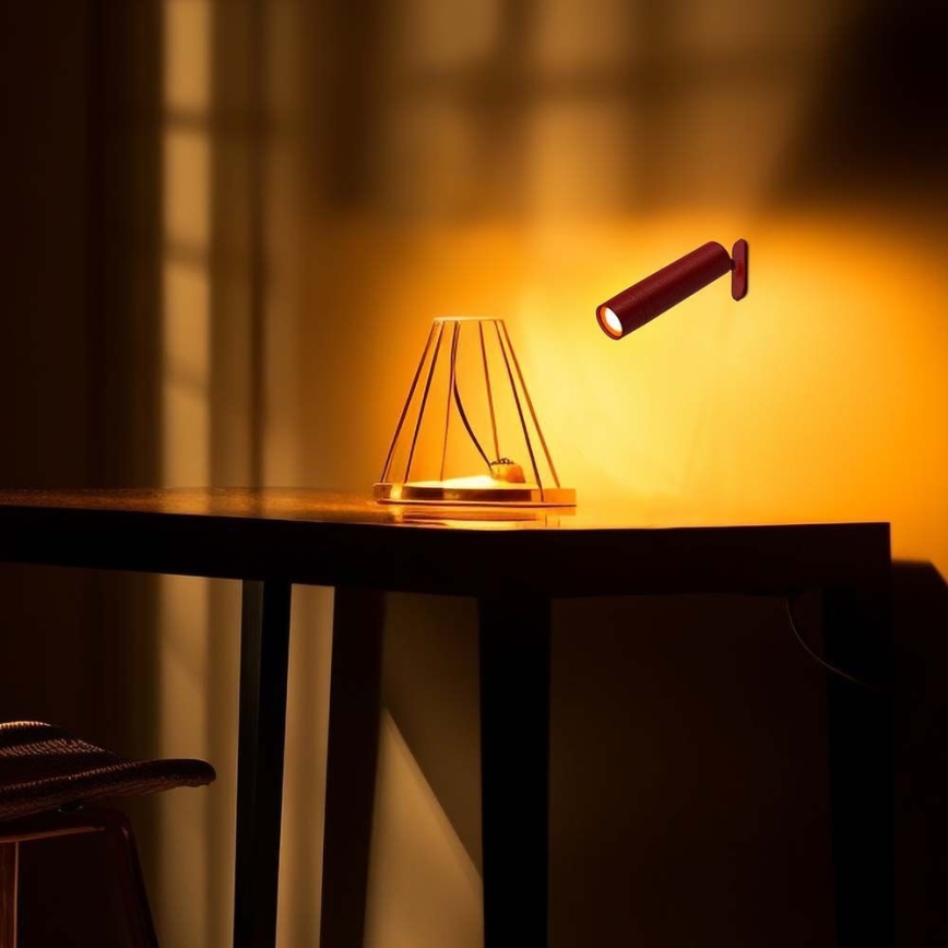 LED Dimmable magnetic rechargeable table lamp 3in1 LED/3W/5V 4000K 1500 mAh red