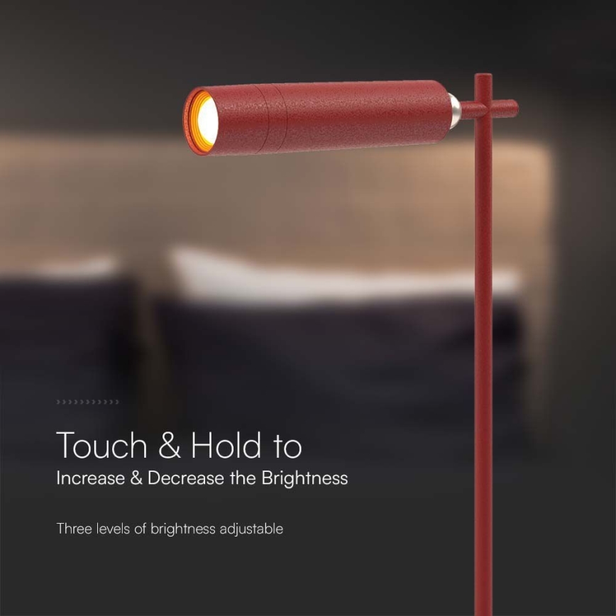 LED Dimmable magnetic rechargeable table lamp 3in1 LED/3W/5V 4000K 1500 mAh red