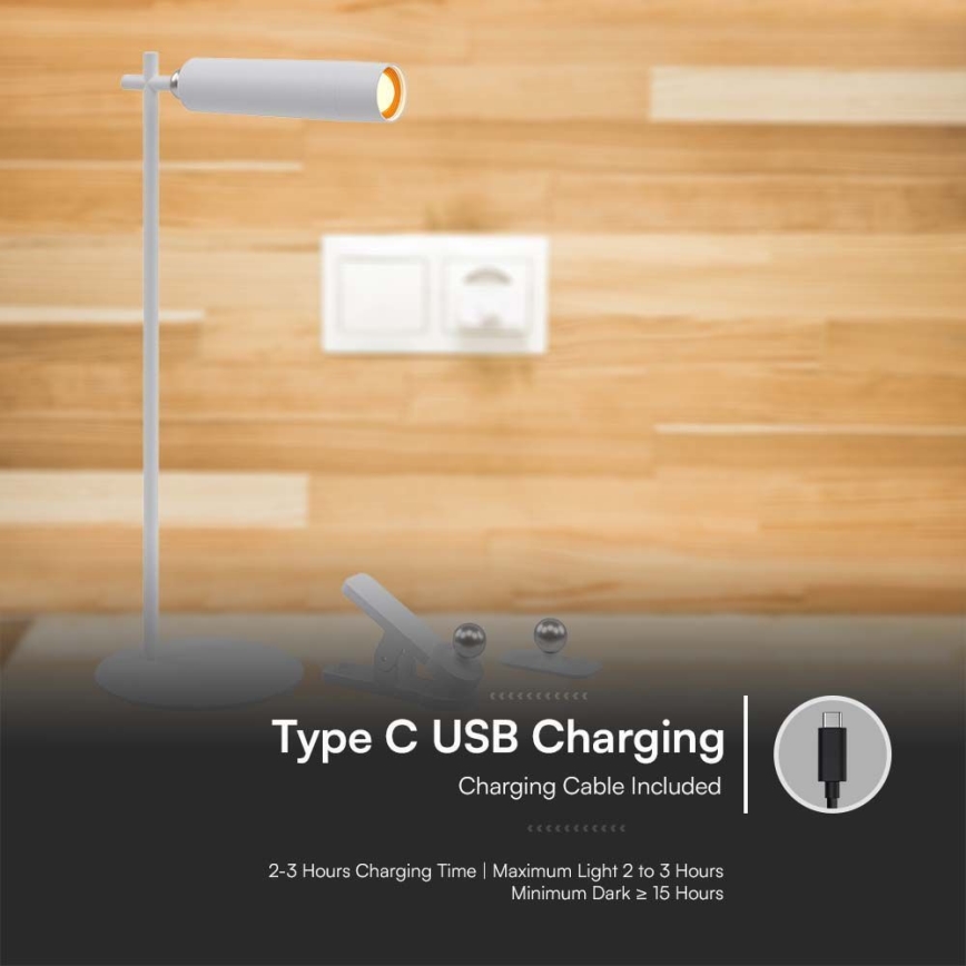LED Dimmable magnetic rechargeable table lamp 3in1 LED/3W/5V 4000K 1500 mAh white