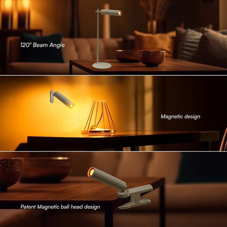 LED Dimmable magnetic rechargeable table lamp 3in1 LED/3W/5V 4000K 1500 mAh white