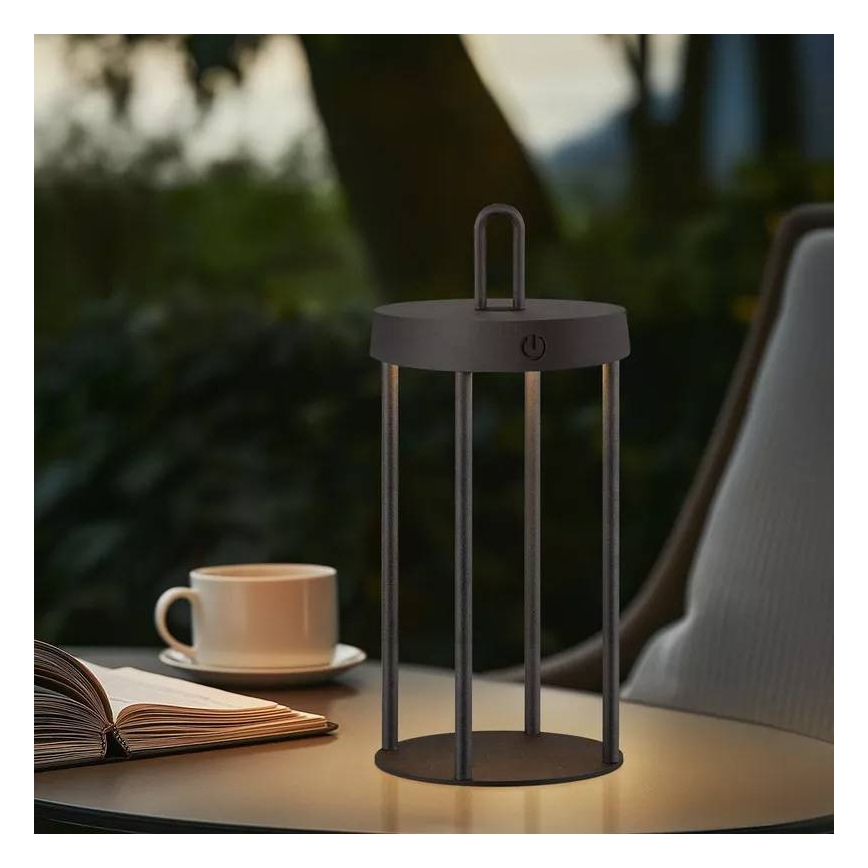 Dimmable LED outdoor rechargeable touch-operated table lamp GENTLE LED/1,5W/3,7V 3000 mAh IP44 black