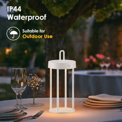 LED dimmable outdoor rechargeable touch table lamp GENTLE LED/1,5W/3,7V 3000 mAh IP44 white
