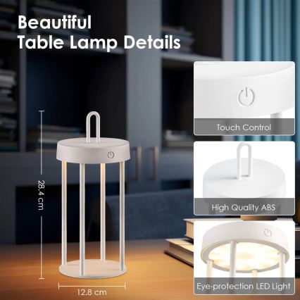 LED dimmable outdoor rechargeable touch table lamp GENTLE LED/1,5W/3,7V 3000 mAh IP44 white
