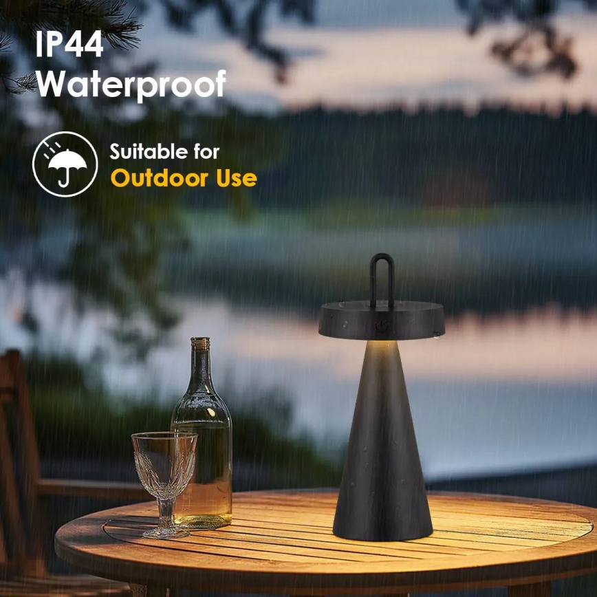 Dimmable LED outdoor rechargeable touch table lamp HALO LED/1,5W/3,7V 3000 mAh IP44 black