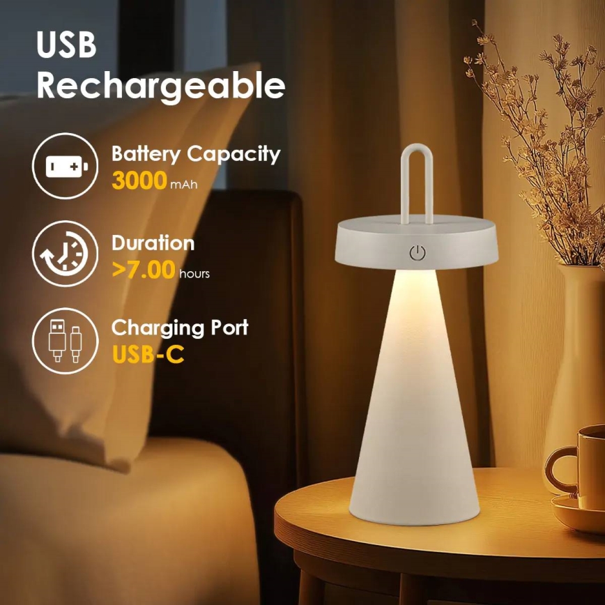 Dimmable LED outdoor rechargeable touch table lamp HALO LED/1.5W/3.7V 3000 mAh IP44 gray