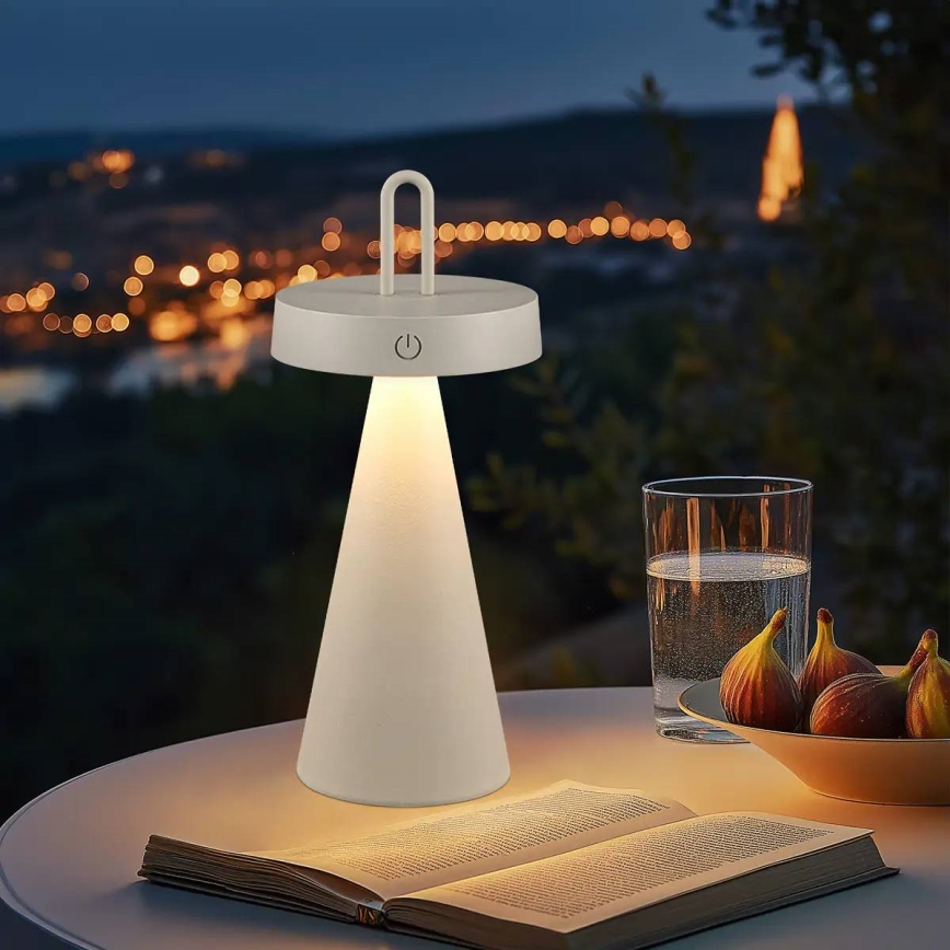 Dimmable LED outdoor rechargeable touch table lamp HALO LED/1.5W/3.7V 3000 mAh IP44 gray