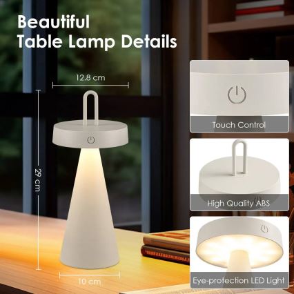 Dimmable LED outdoor rechargeable touch table lamp HALO LED/1.5W/3.7V 3000 mAh IP44 gray