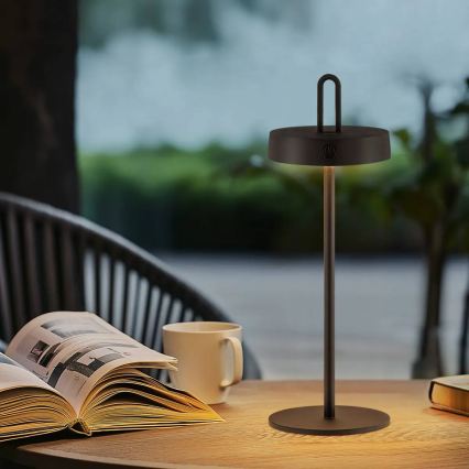 LED Dimmable Outdoor Rechargeable Touch Table Lamp SHINE LED/1.5W/3.7V 3000 mAh IP44 Black