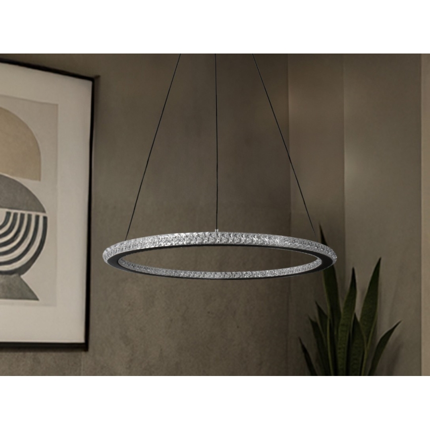 Dimmable LED cable-suspended pendant light, 90 W / 230 V, 3000–6500 K, Ø 60 cm + remote control