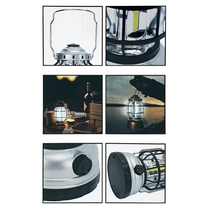 LED Dimmable portable camping lamp 3xLED/3W/3xAA IPX4 gold