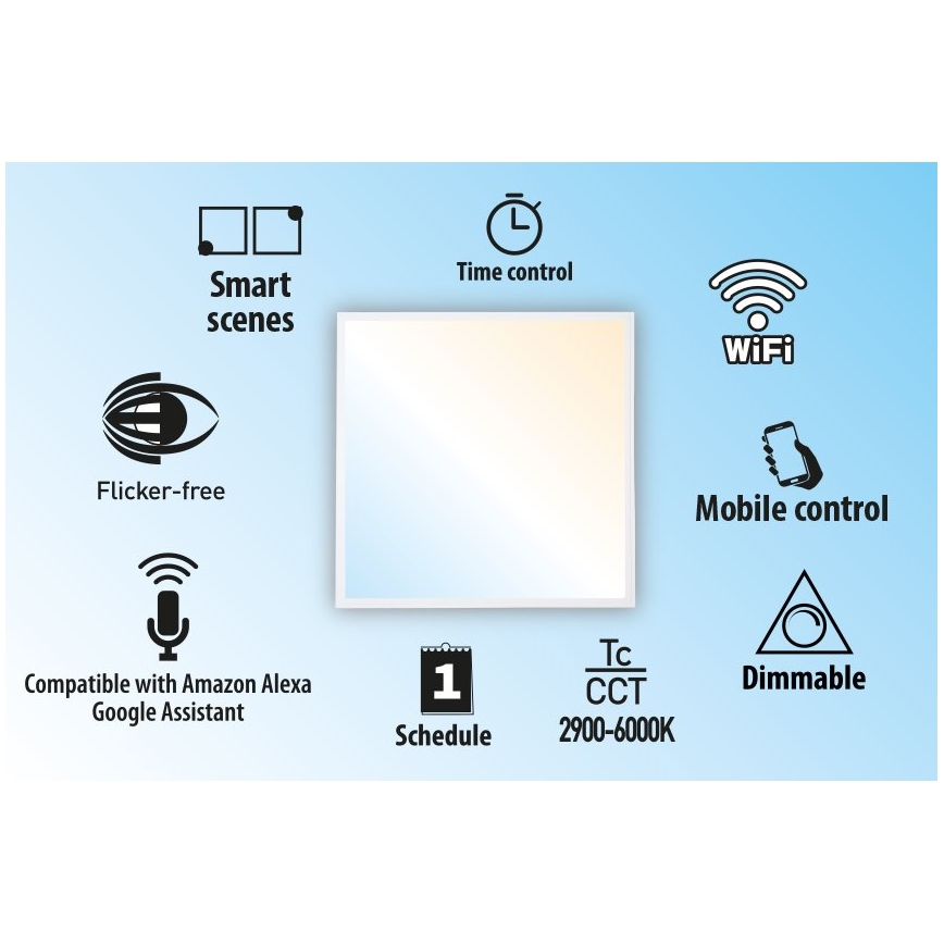 LED Dimmable recessed panel LIBRA LED/40W/230V 2900-6000K Wi-Fi Tuya