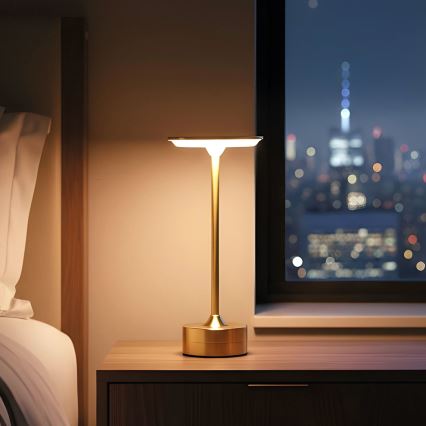LED Dimmable Rechargeable Desk Lamp NEW YORK LED/1.8W/5V 2700K/4000K/6500K 1200 mAh Gold