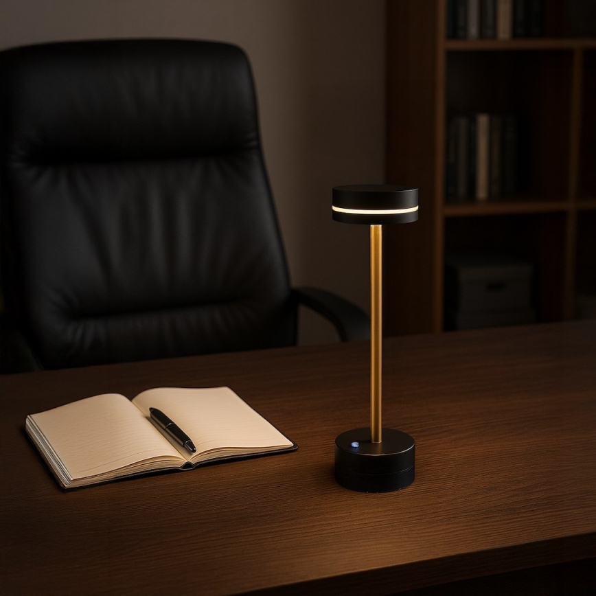 LED Dimmable Rechargeable Desk Lamp SAM LED/5W/5V 3600 mAh Black/Gold