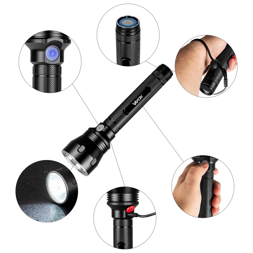 LED Dimmable rechargeable flashlight LED/20W/5V IPX5 1570 shiny 8400 mAh