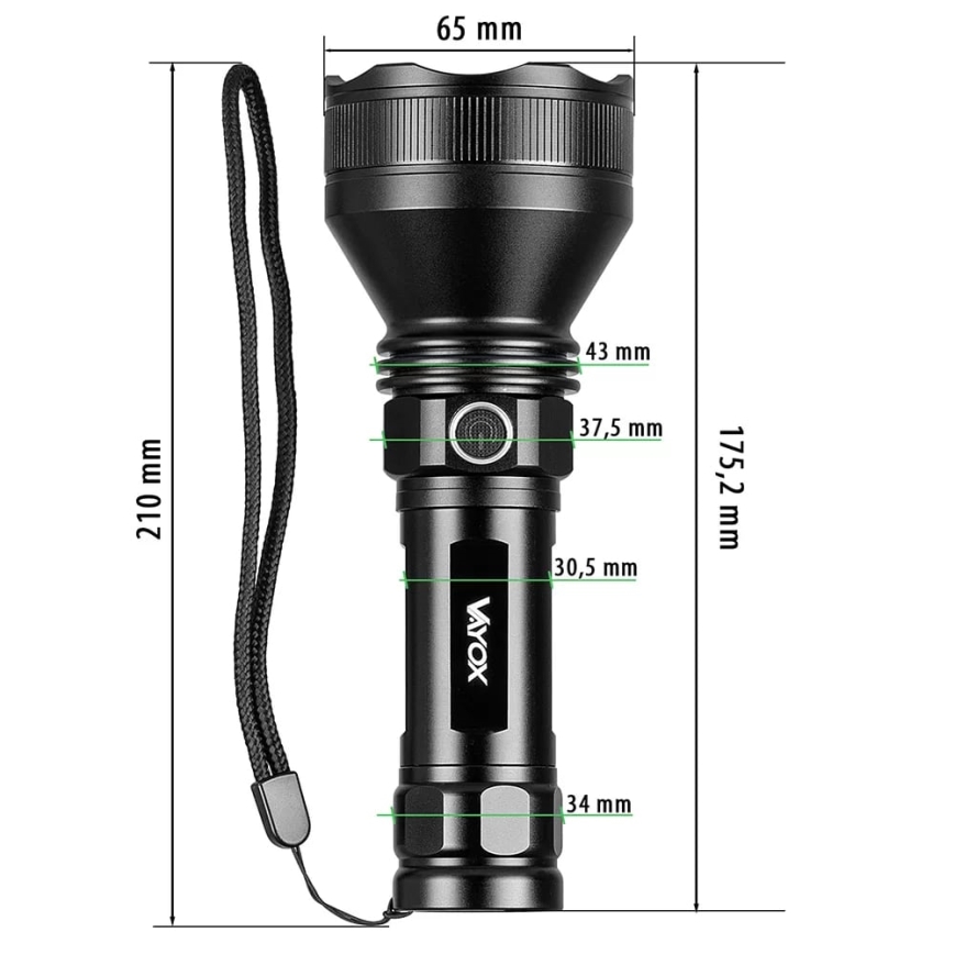 LED Dimmable rechargeable flashlight LED/20W/5V IPX5 1900 shiny 5000 mAh