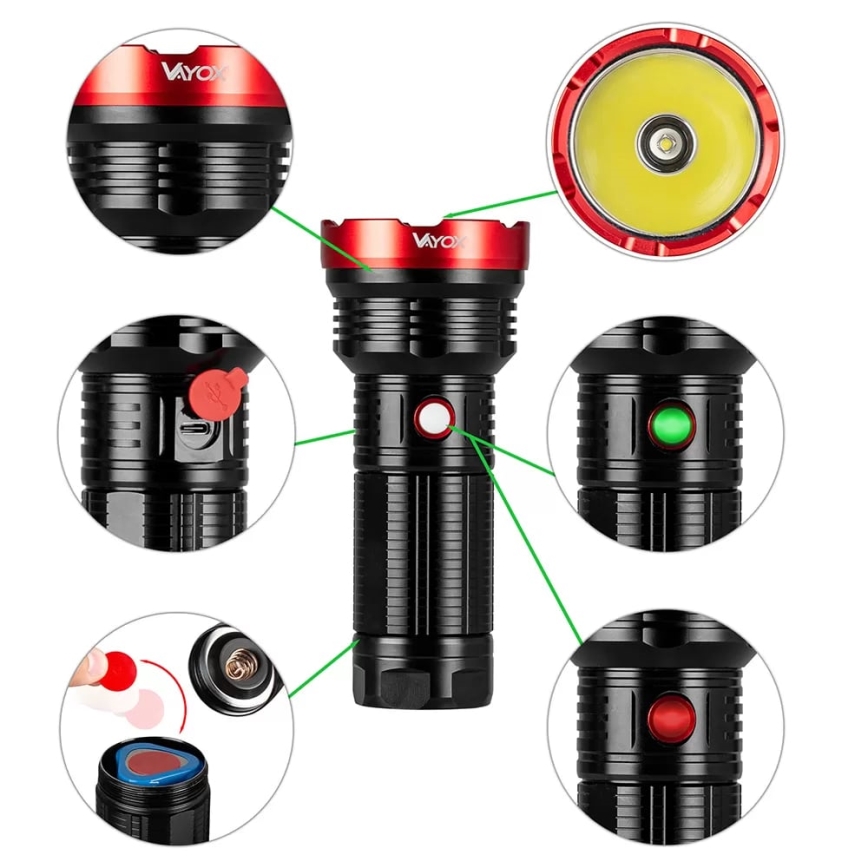 LED Dimmable rechargeable flashlight LED/20W/5V IPX5 2000 shiny 6000 mAh