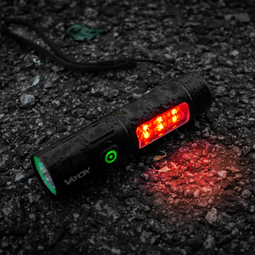 LED Dimmable rechargeable flashlight with a red light LED/5W/5V IPX4 250 shiny 2000 mAh