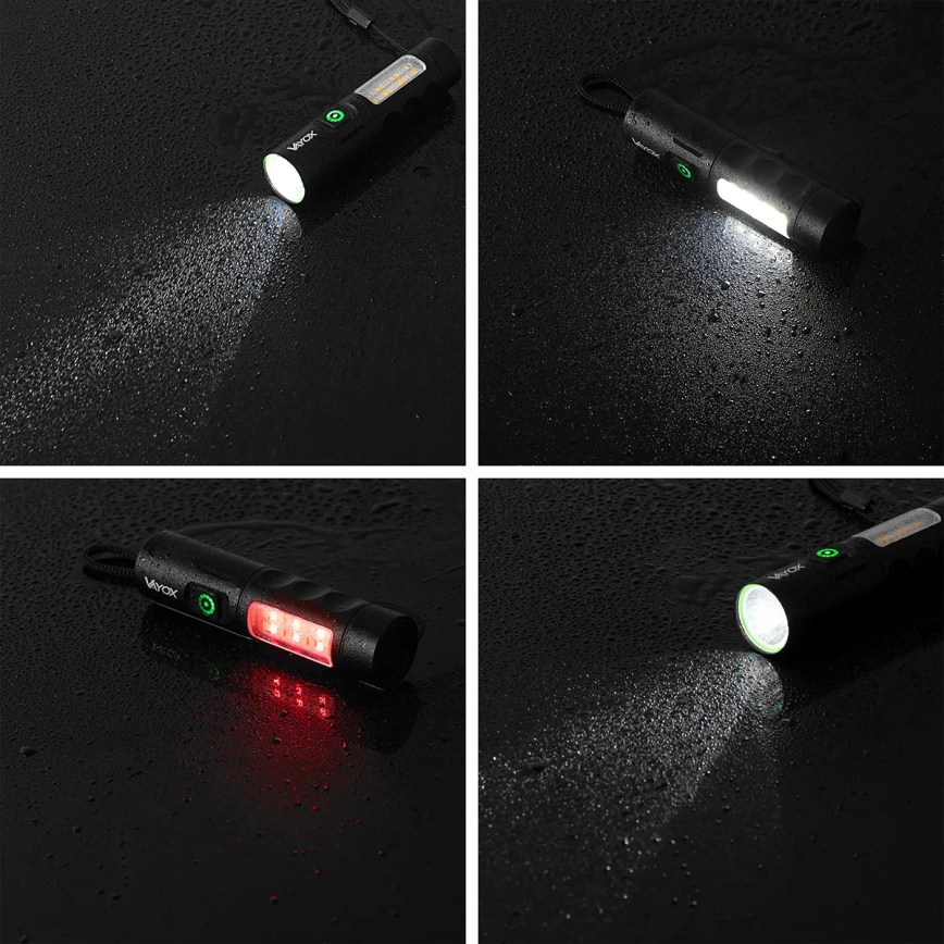 LED Dimmable rechargeable flashlight with a red light LED/5W/5V IPX4 250 shiny 2000 mAh