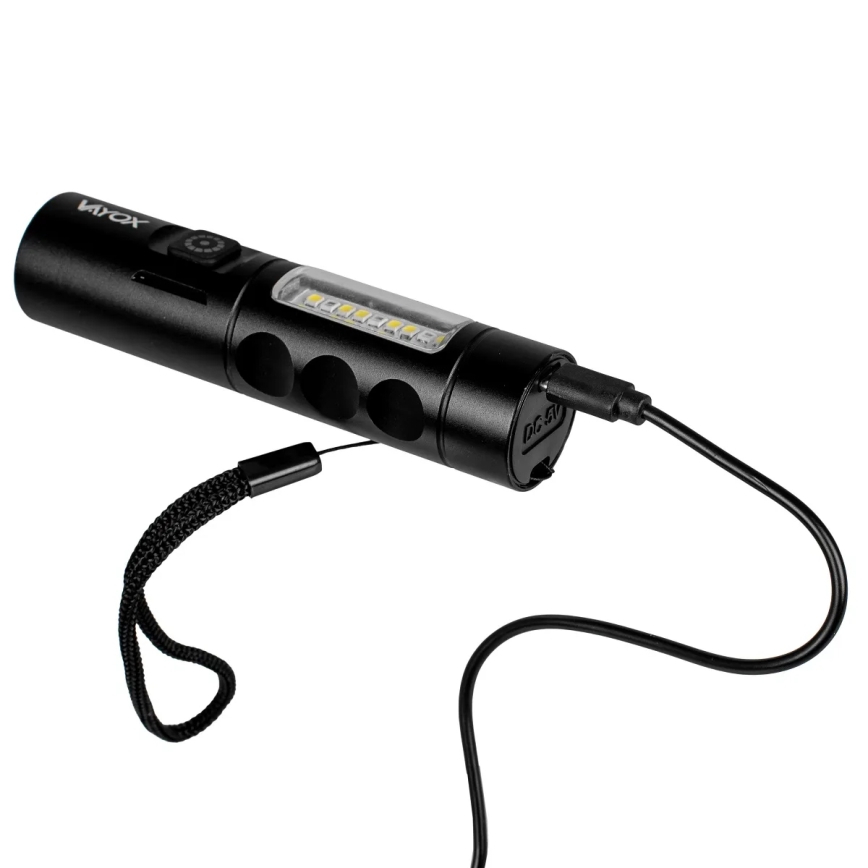 LED Dimmable rechargeable flashlight with a red light LED/5W/5V IPX4 250 shiny 2000 mAh