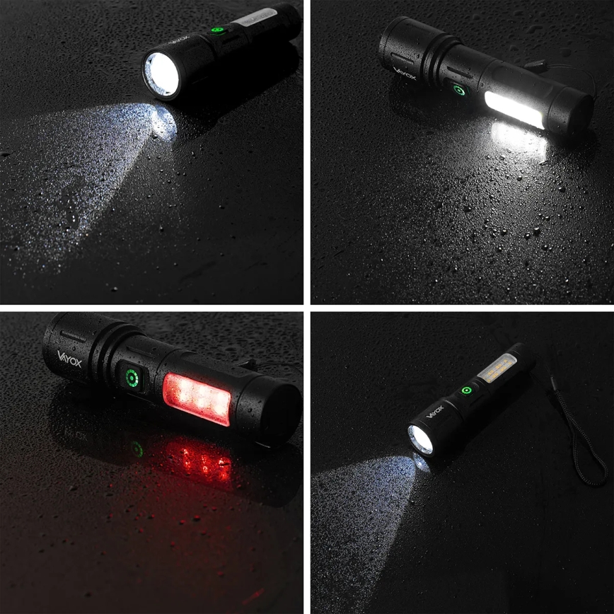 LED Dimmable rechargeable flashlight with a red light LED/5W/5V IPX4 260 shiny 2000 mAh