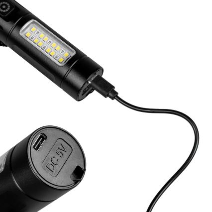 LED Dimmable rechargeable flashlight with a red light LED/5W/5V IPX4 260 shiny 2000 mAh