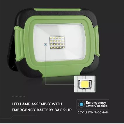 LED Dimmable rechargeable floodlight SAMSUNG CHIP + SOS function 10W/3,7V/USB IP44
