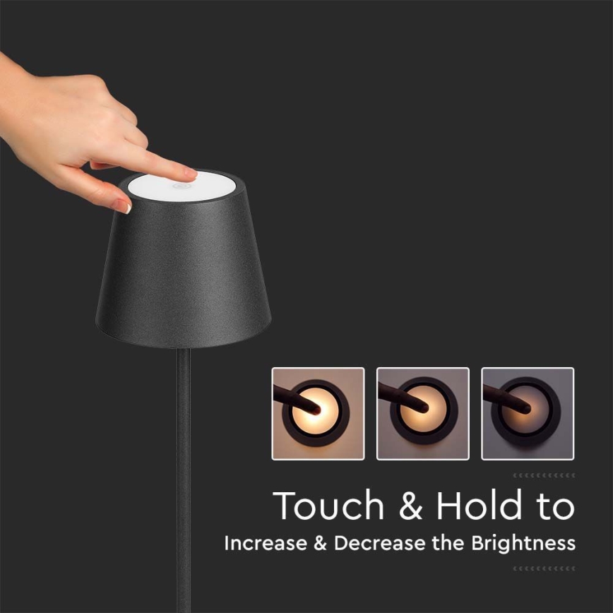 LED Dimmable rechargeable floor lamp 3in1 LED/4W/5V 4400 mAh 3000K IP54 black