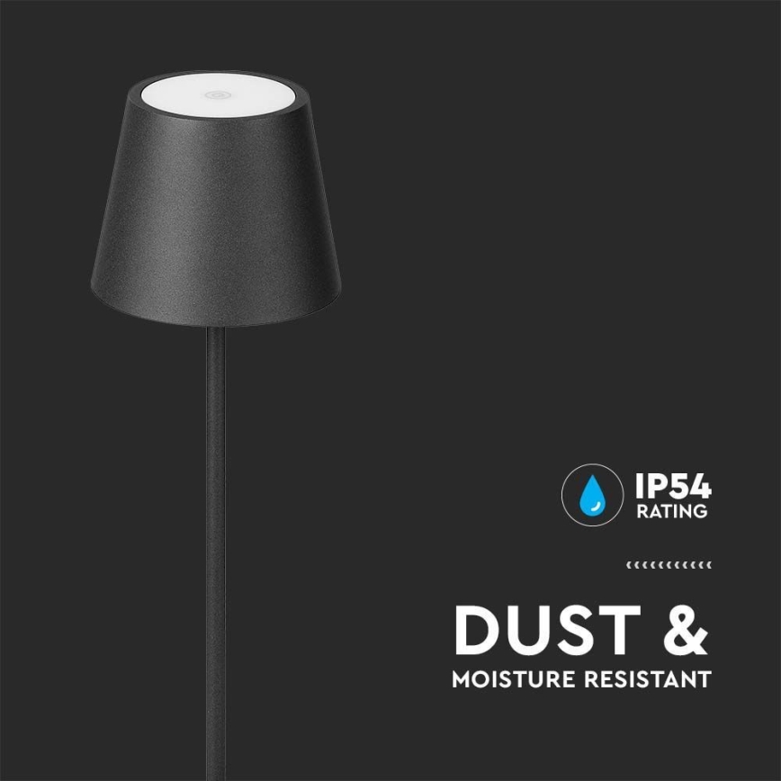 LED Dimmable rechargeable floor lamp 3in1 LED/4W/5V 4400 mAh 3000K IP54 black