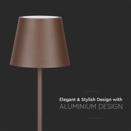 LED Dimmable rechargeable floor lamp 3in1 LED/4W/5V 4400 mAh 3000K IP54 brown