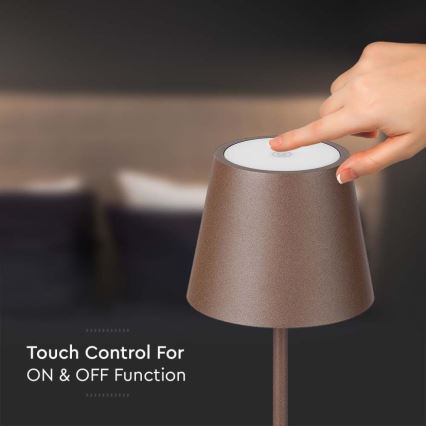 LED Dimmable rechargeable floor lamp 3in1 LED/4W/5V 4400 mAh 3000K IP54 brown