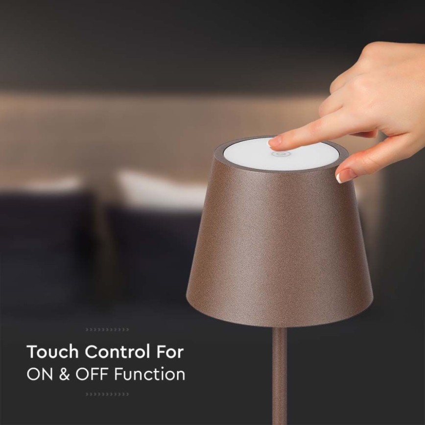 LED Dimmable rechargeable floor lamp 3in1 LED/4W/5V 4400 mAh 3000K IP54 brown
