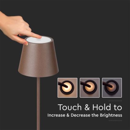 LED Dimmable rechargeable floor lamp 3in1 LED/4W/5V 4400 mAh 3000K IP54 brown