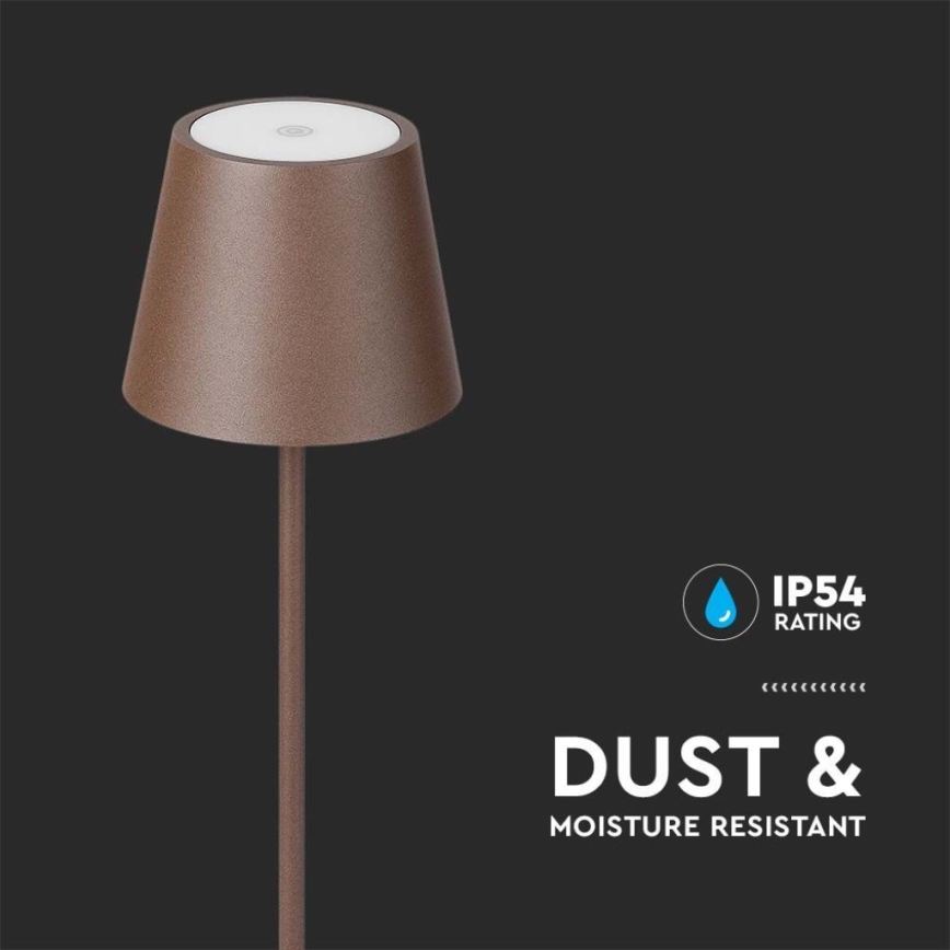 LED Dimmable rechargeable floor lamp 3in1 LED/4W/5V 4400 mAh 3000K IP54 brown