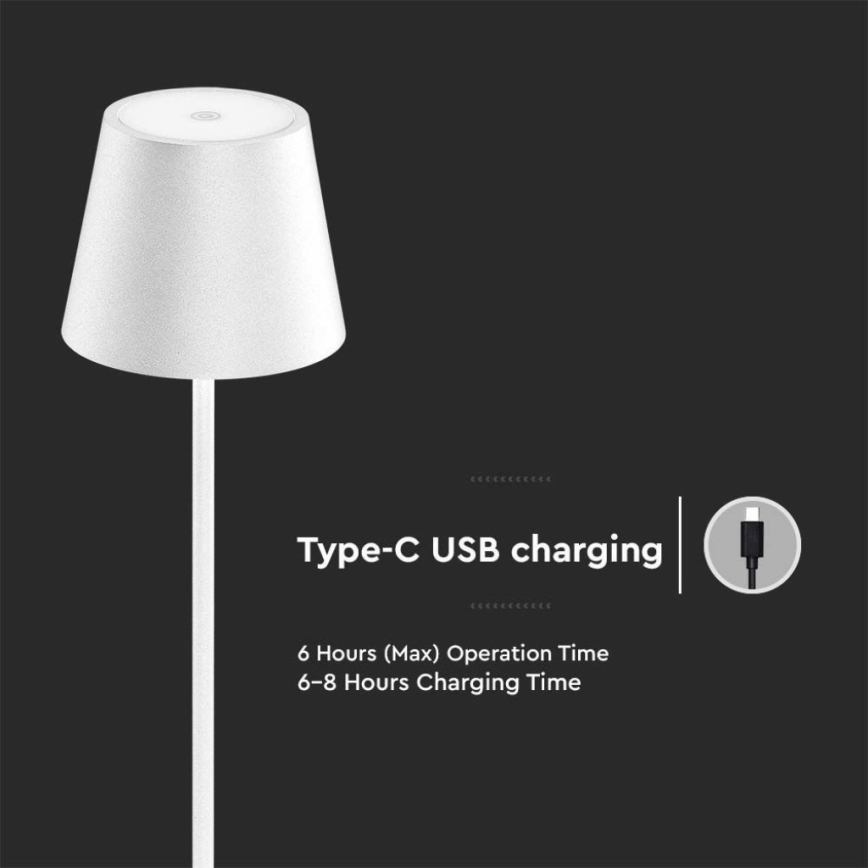 LED Dimmable rechargeable floor lamp 3in1 LED/4W/5V 4400 mAh 3000K IP54 white