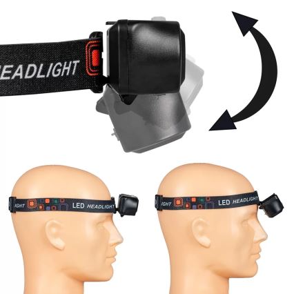 LED Dimmable rechargeable headlamp 2xLED/5V IP44 210 shiny 2000 mAh