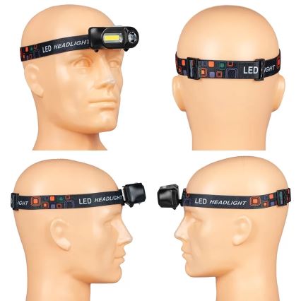 LED Dimmable rechargeable headlamp 2xLED/5V IP44 210 shiny 2000 mAh